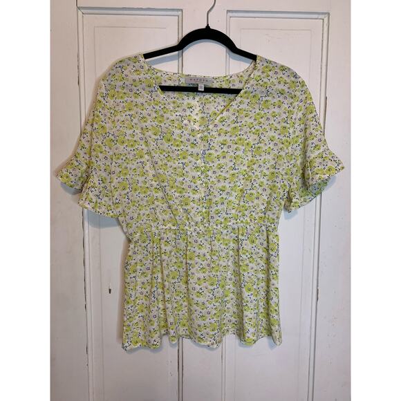 Hayden Los Angeles Ruffled Sleeve elastic waist top.Size large.Great condition. - Picture 1 of 5